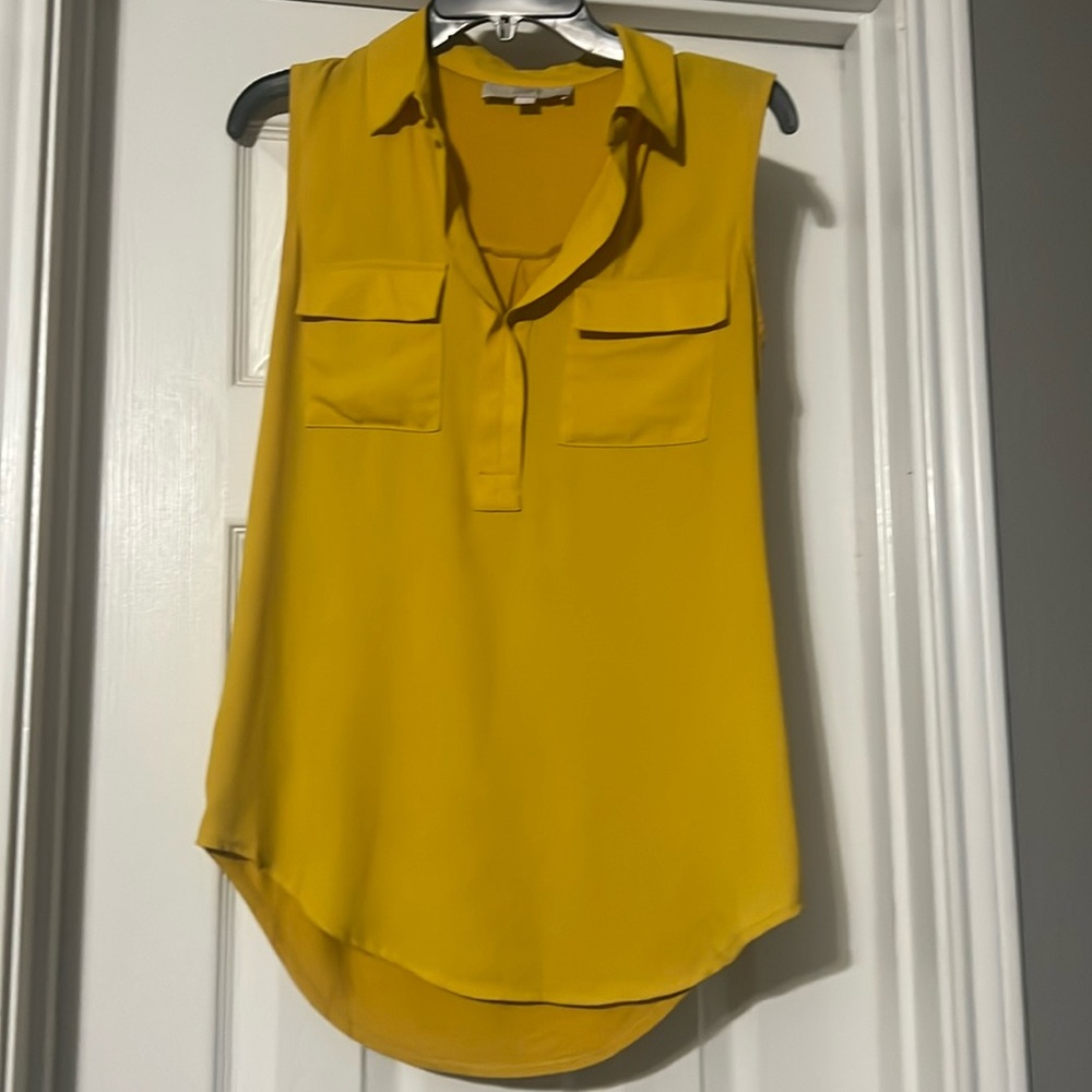 Sz S Loft Womens Mustard Yellow Sleeveless Blouse